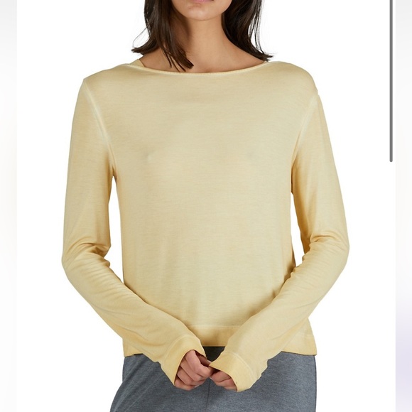 NWT ATM Anthony Thomas Melillo Lunar Wash Long Sleeve T-Shirt in Chamois L - Picture 2 of 6